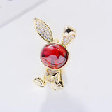 Zircon Rabbit Brooch Cartoon Pin Summer Trinket
