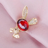 Zircon Rabbit Brooch Cartoon Pin Summer Trinket
