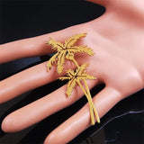 Seaside Coconut Tree Stainless Steel Pin Brooch XXH7322S01