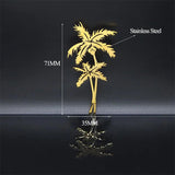 Seaside Coconut Tree Stainless Steel Pin Brooch XXH7322S01