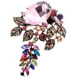 Vintage Crystal Flower Brooch Pink Spring Pin Wedding Accessories