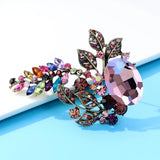 Vintage Crystal Flower Brooch Pink Spring Pin Wedding Accessories