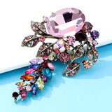 Vintage Crystal Flower Brooch Pink Spring Pin Wedding Accessories