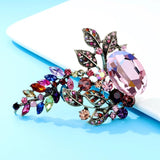 Vintage Crystal Flower Brooch Pink Spring Pin Wedding Accessories