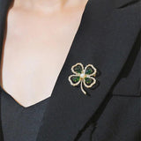 Four-leaf Clover Brooch Feeling Emerald Women Fixed Clothes Accessories