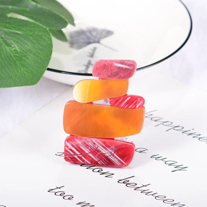 Acrylic Red Geometry Brooch Pins for Women