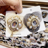 Camellia Crystal Tassel Brooches Pins for Women