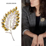 Zirconium Leaves Brooch Suit Pin Creative Accessories