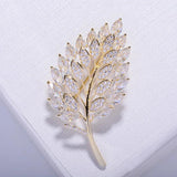 Zirconium Leaves Brooch Suit Pin Creative Accessories