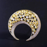 Oval Copper Zircon Moon Brooch Temperament Silk Scarf Buckle