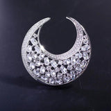 Oval Copper Zircon Moon Brooch Temperament Silk Scarf Buckle