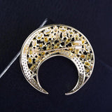 Oval Copper Zircon Moon Brooch Temperament Silk Scarf Buckle