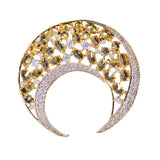 Oval Copper Zircon Moon Brooch Temperament Silk Scarf Buckle