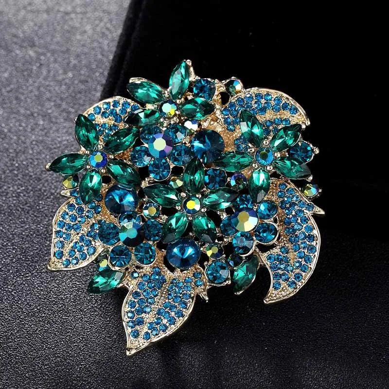 Pink Crystal Flower Brooch for Wedding Women's Clothing Accessories