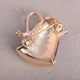 Teapot Shape Red Enamel Brooch with Crystals