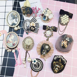 Crystal Number 5 Chain Tassels Brooches Pearl Bow Tassel Brooch Pin