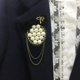 Crystal Number 5 Chain Tassels Brooches Pearl Bow Tassel Brooch Pin