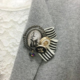 Crystal Number 5 Chain Tassels Brooches Pearl Bow Tassel Brooch Pin
