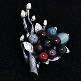 FARLENA Vintage Natural Stone Bouquet Brooch Pins for Women Accessories
