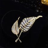 Hollow Leaf CZ Brooch for Women's Jewelry Gift