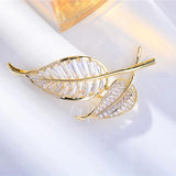 Hollow Leaf CZ Brooch for Women's Jewelry Gift