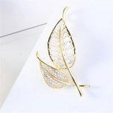 Hollow Leaf CZ Brooch for Women's Jewelry Gift