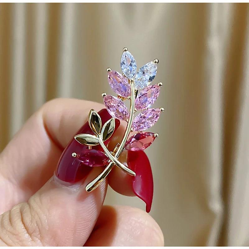 Korea Personality Leaf Wheat Brooch for Women Suit Coat