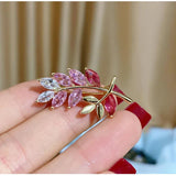 Korea Personality Leaf Wheat Brooch for Women Suit Coat