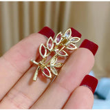 Korea Personality Leaf Wheat Brooch for Women Suit Coat