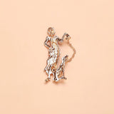 Beaut&Berry Dog Lady Brooch Pin Enamel Walking Puppy Gift