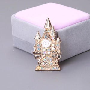 Rhinestone Castle Brooch For Women Party Pin