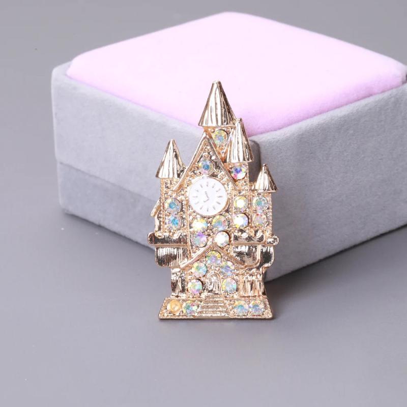 Rhinestone Castle Brooch For Women Party Pin