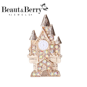 Rhinestone Castle Brooch For Women Party Pin