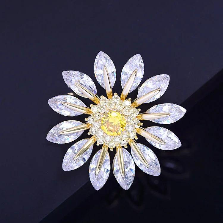 European Beauty Copper Zircon Daisy Brooch