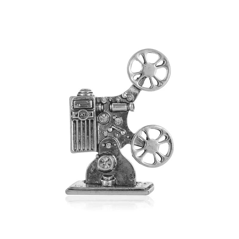 Classic Movie Player Shape Brooches Silver Banquet Clothes Accessories Hijab Pin