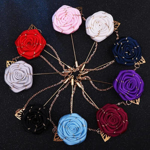 HUISHI Two Fabric Flower Brooches Lapel Pin Men Women Brooch Suits