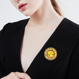 Crystal Flower Shape Brooches for Women Mother Corsages Dress Suit Brooch Pin