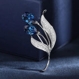 Crystal Zircon Tulip Flower Scarf Buckle Pin Brooch