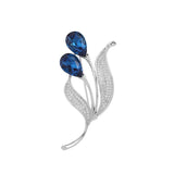 Crystal Zircon Tulip Flower Scarf Buckle Pin Brooch