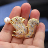 Squirrel Bubble Pearl Brooch