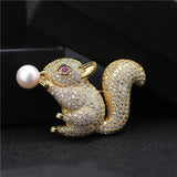 Squirrel Bubble Pearl Brooch