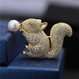 Squirrel Bubble Pearl Brooch
