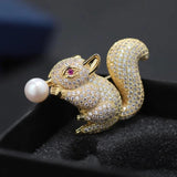 Squirrel Bubble Pearl Brooch