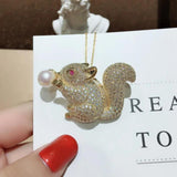 Squirrel Bubble Pearl Brooch