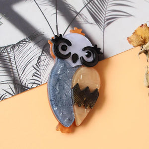Colorful Resin Owl Brooch Lovely Bird Hijab Pin