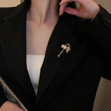 Ginkgo Biloba Corsage Pin Brooch Zircon Pearl Jewelry Gift