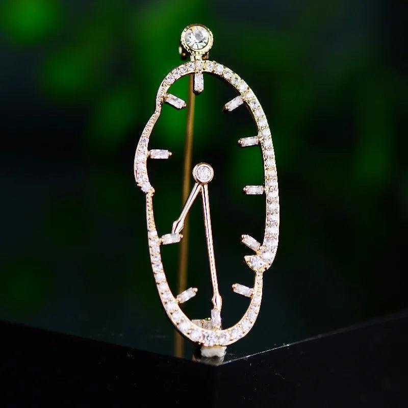 Japan & South Korea Clock Brooch Zircon Clothing Pin Men's B