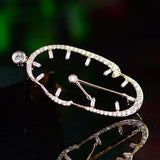 Japan & South Korea Clock Brooch Zircon Clothing Pin Men's B