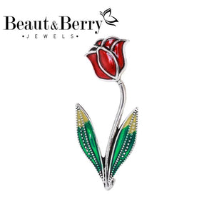Beaut&Berry Drop Oil Rose Flower Brooch Office Party Ladies Brooch