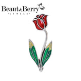 Beaut&Berry Drop Oil Rose Flower Brooch Office Party Ladies Brooch